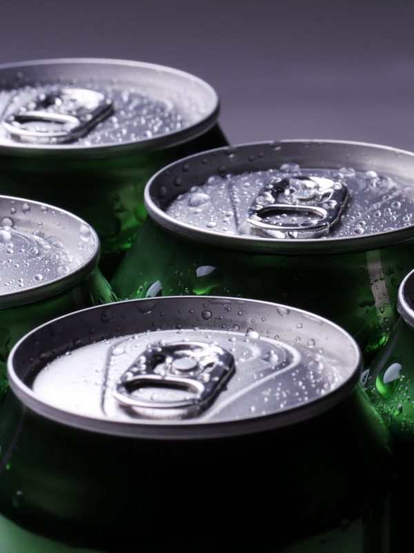 Close up of cans with cold drink